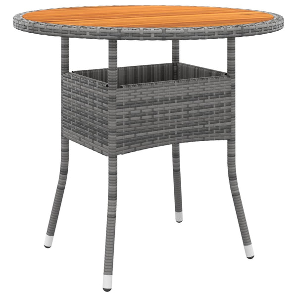 Grauer Gartentisch Baran Ø80x75cm (Akazienholz und Polyrattan)