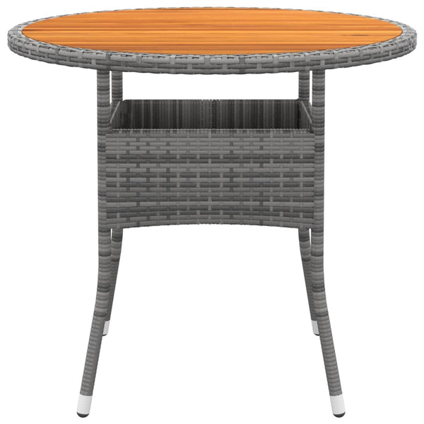 Grauer Gartentisch Baran Ø80x75cm (Akazienholz und Polyrattan)