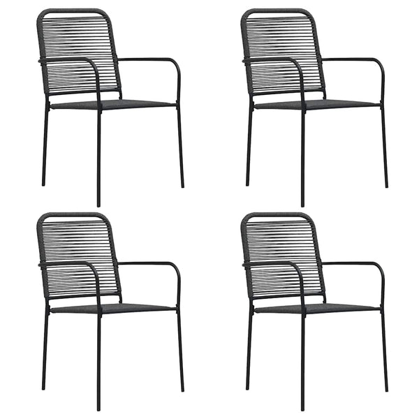4 schwarze Gartenstühle Penelopie (Baumwollseil und Stahl)