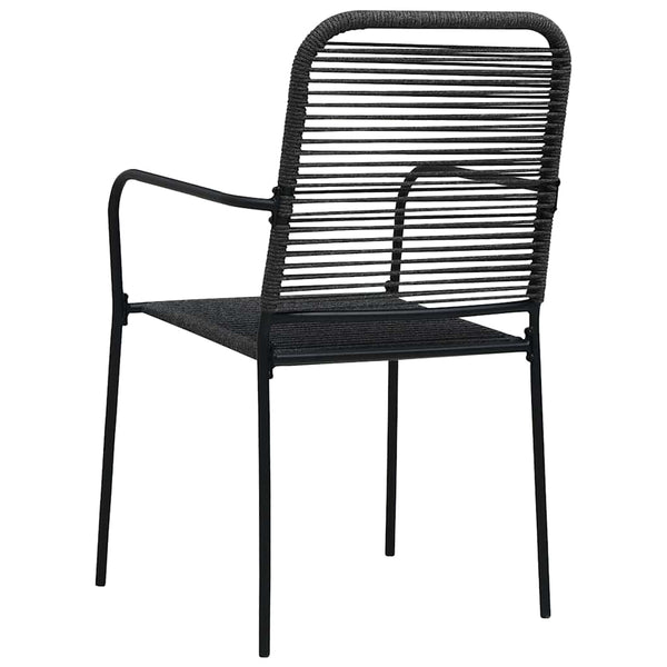 4 schwarze Gartenstühle Penelopie (Baumwollseil und Stahl)
