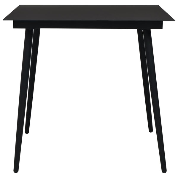 Schwarzer Gartentisch Temocin 80x80x74cm (Stahl und Glas)