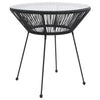 Gartentisch Glendora, Ø 70x74cm, schwarz (Rattan und Glas)