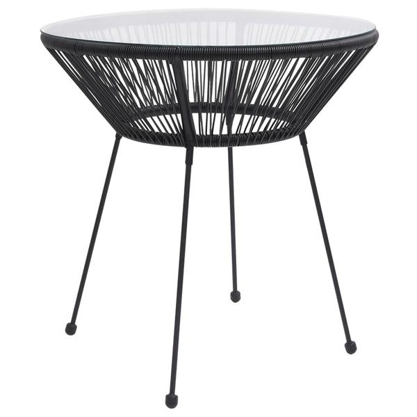 Gartentisch Glendora, Ø 70x74cm, schwarz (Rattan und Glas)