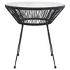Gartentisch Glendora, Ø 70x74cm, schwarz (Rattan und Glas)