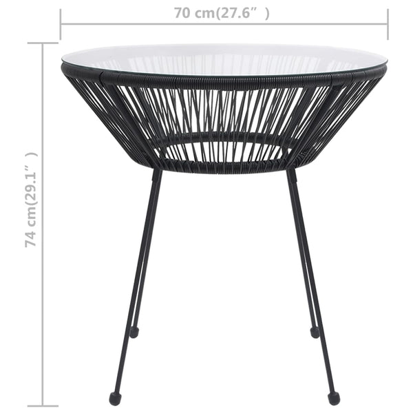 Gartentisch Glendora, Ø 70x74cm, schwarz (Rattan und Glas)