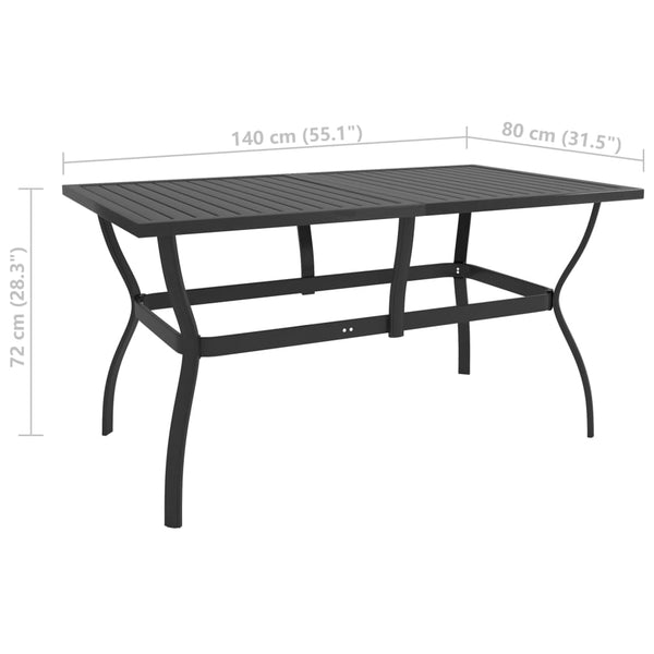 Anthrazitfarbener Gartentisch Moises 140x80x72cm (Stahl)