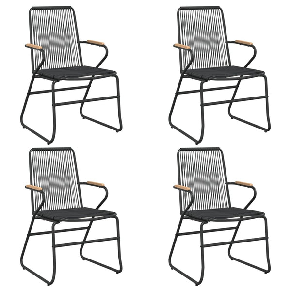Schwarze Gartenstühle Lidiu 58x59x85,5cm (4 Stück PVC Rattan)
