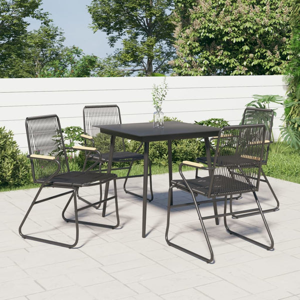 Schwarze Gartenstühle Lidiu 58x59x85,5cm (4 Stück PVC Rattan)