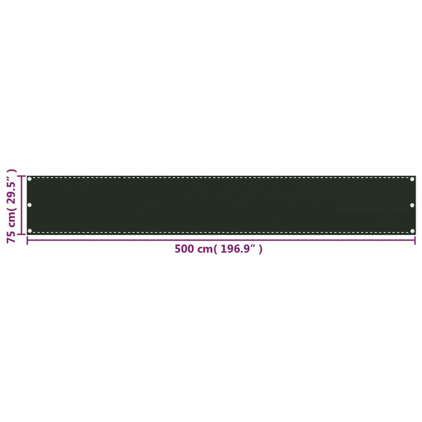 Dunkelgrüner Balkonsichtschutz Bobe 75x500cm (HDPE)