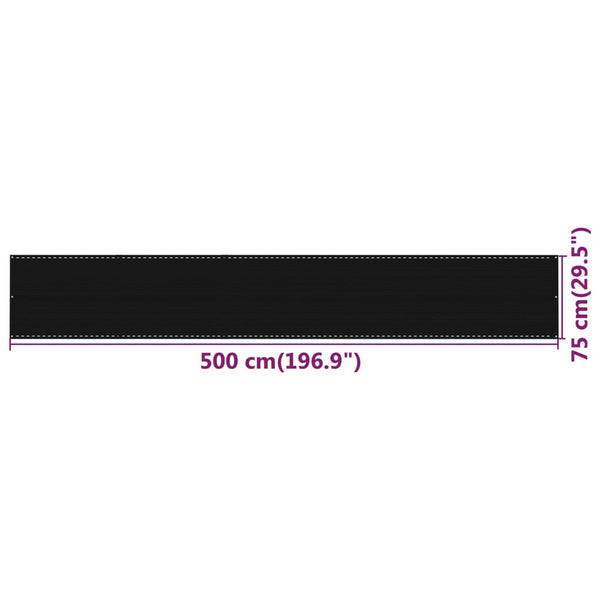 Bobe Balkonumspannung, 75 x 500 cm, Schwarz (HDPE)