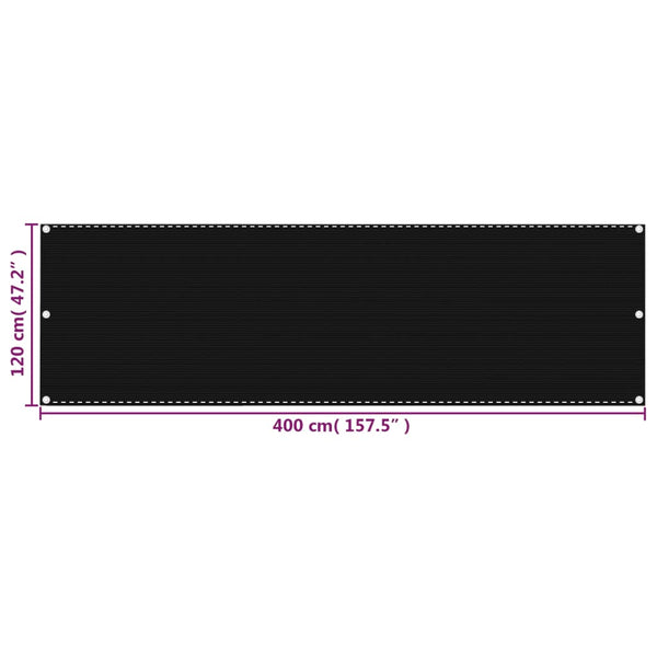 Schwarzer Balkon Sichtschutz Bobe 120x400cm (HDPE)