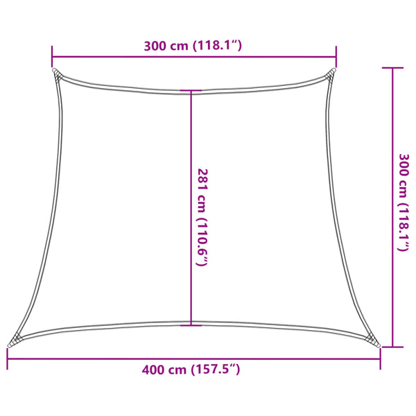 Anthrazit Sonnensegel Tudosi 3/4x3 m (160 g/m² HDPE)