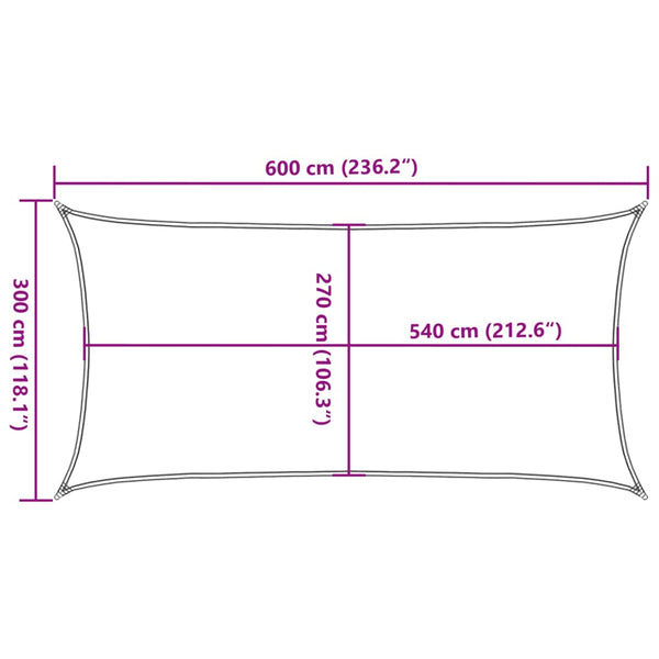 Beiges Sonnensegel Cristodora 3x6 m (160 g/m² HDPE)