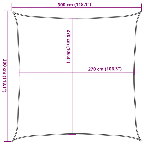 Sonnensegel Huth 3x3 m HDPE 160 g/m² cremefarben