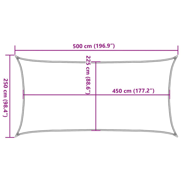 Weißes Sonnensegel Cristodora 2,5x5 m (160 g/m² hdpe)
