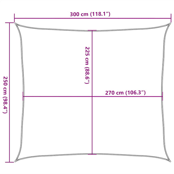 Vaaleanvihreä aurinkopurje Cristodora 2,5x3 m (160 g/m² hdpe)