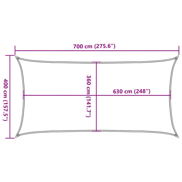 Sonnensegel Cristodora hellgrün 4x7 m (160 g/m² hdpe)
