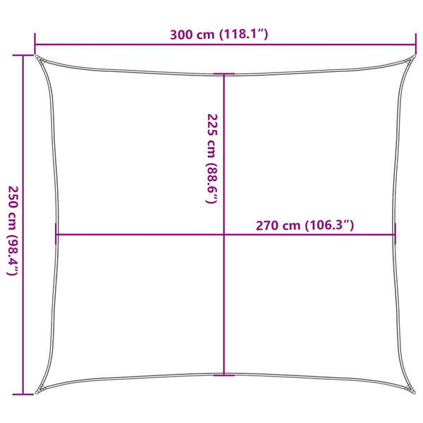 Dunkelgrünes Sonnensegel Cristodora 2,5x3 m (160 g/m² HDPE)