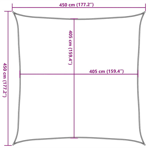 Rotes Sonnensegel Huth 4,5x4,5 m (160 g/m² HDPE)