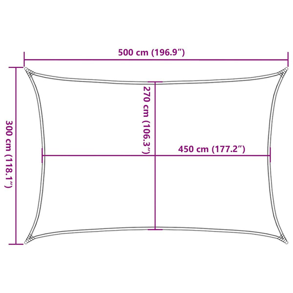 Punainen aurinkopurje Cristodora 3x5 m (160 g/m² hdpe)