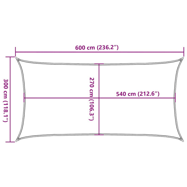 Rotes Sonnensegel Cristodora 3x6 m (160 g/m² HDPE)
