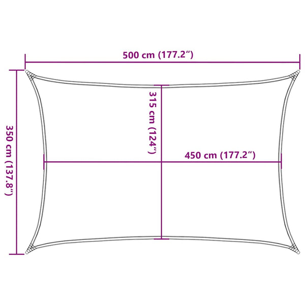 Rotes Sonnensegel Cristodora 3,5x5 m (160 g/m² HDPE)