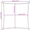 Schwarzes Sonnensegel Huth 3,6x3,6 m (160 g/m² HDPE)