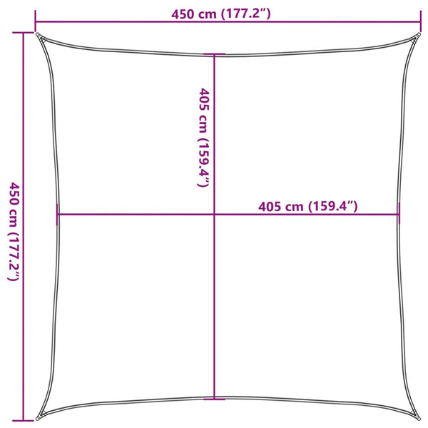 Sonnensegel Huth, schwarz, 4,5x4,5 m (160 g/m² HDPE)