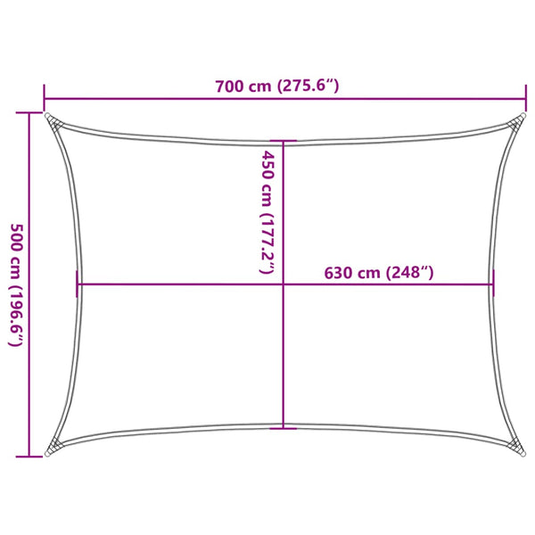 Musta aurinkopurje Cristodora 5x7 m (160 g/m² hdpe)