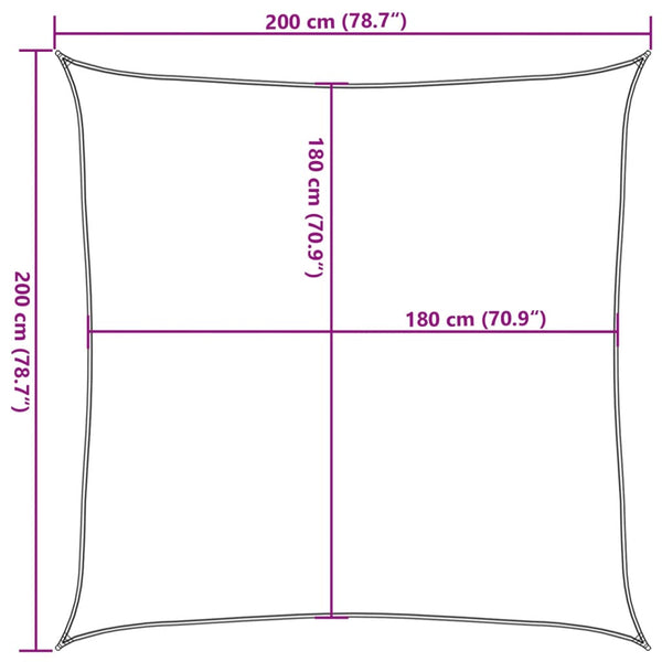 Braunes Sonnensegel Huth 2x2 m (160 g/m² HDPE)