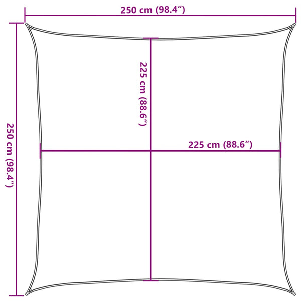 Ruskea aurinkopurje Huth 2,5x2,5 m (160 g/m² hdpe)