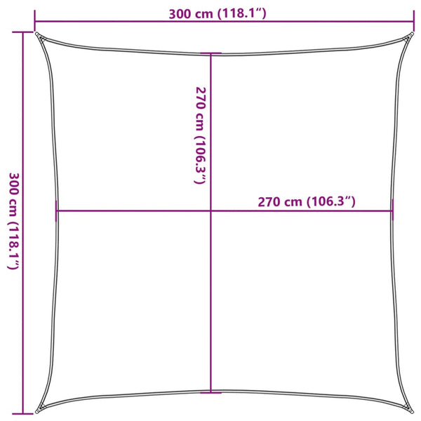 Braunes Sonnensegel Huth 3x3 m (160 g/m² hdpe)