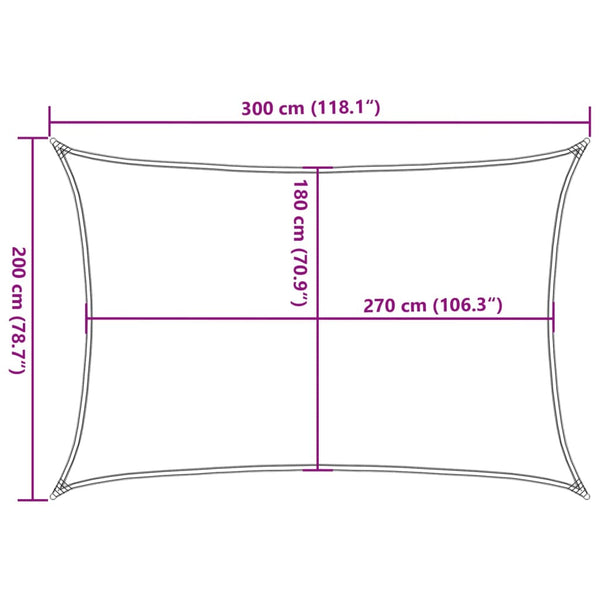 Braunes Sonnensegel Cristodora 2x3 m (160 g/m² HDPE)