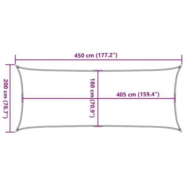 Braunes Sonnensegel Cristodora 2x4,5 m (160 g/m² HDPE)