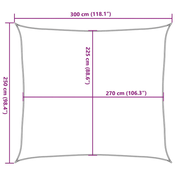 Braunes Sonnensegel Cristodora 2,5x3 m (160 g/m² HDPE)