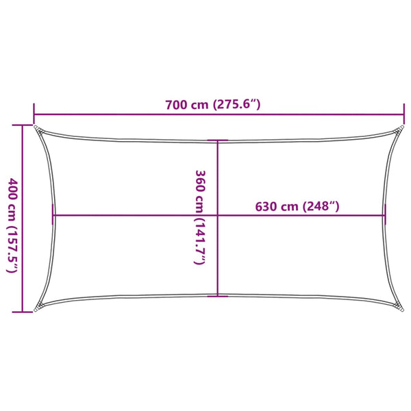 Braunes Sonnensegel Cristodora 4x7 m (160 g/m² HDPE)
