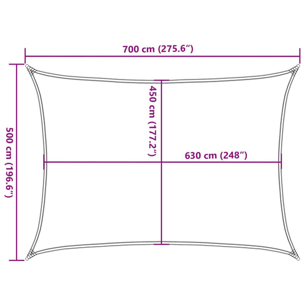 Braunes Sonnensegel Cristodora 5x7 m (160 g/m² HDPE)