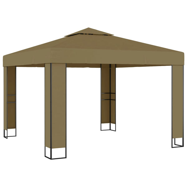 Ruskeanharmaa huvimaja kaksoiskatolla Ghenia 3x3x2,7 m (180 g/m²)
