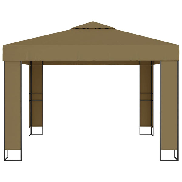 Ruskeanharmaa huvimaja kaksoiskatolla Ghenia 3x3x2,7 m (180 g/m²)