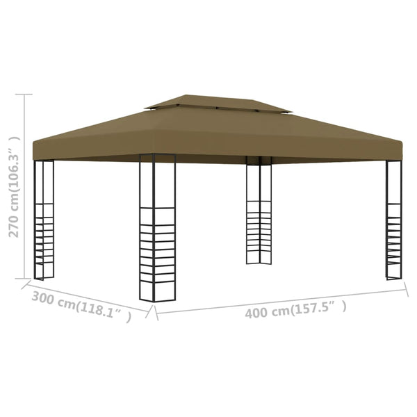 Ruskeanharmaa huvimaja Maegan 3x4 m (180 g/m²)