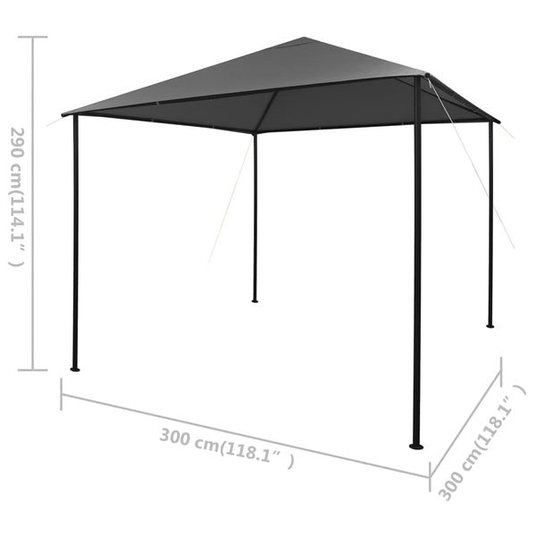 Pavillon Omirbec, anthrazit, 3x3 m (Gewebe und Stahl 180 g/m²)