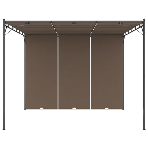 Graubrauner Gartenpavillon mit Seitenwand Dodel 3x3x2,25cm