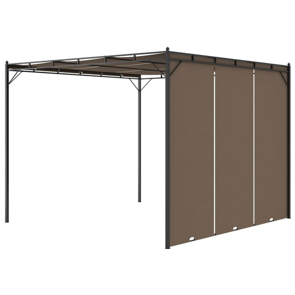 Graubrauner Gartenpavillon mit Seitenwand Dodel 3x3x2,25cm