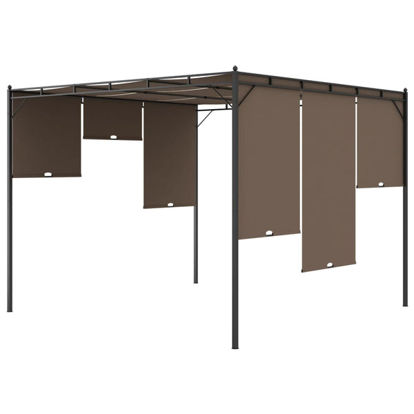 Graubrauner Gartenpavillon mit Seitenwand Dodel 3x3x2,25cm