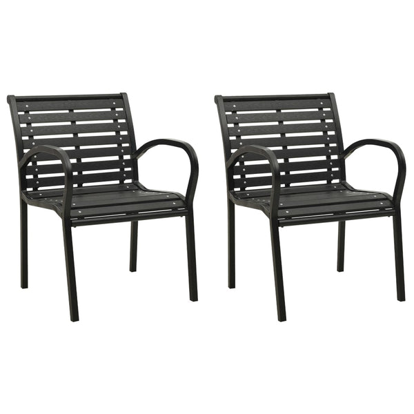 Schwarze Gartenstühle Lisandro (2 Stk. Stahl und WPC)