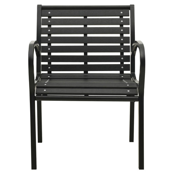 Schwarze Gartenstühle Lisandro (2 Stk. Stahl und WPC)
