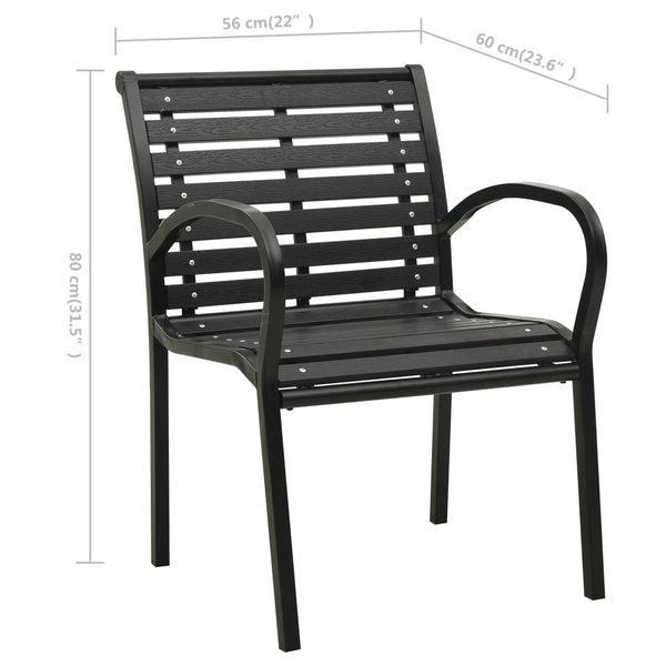 Schwarze Gartenstühle Lisandro (2 Stk. Stahl und WPC)