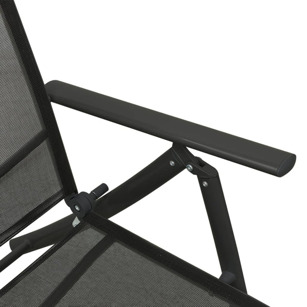Schwarze 3-teilige Liegestuhl-Garnitur Milinton (Textilene und Aluminium)