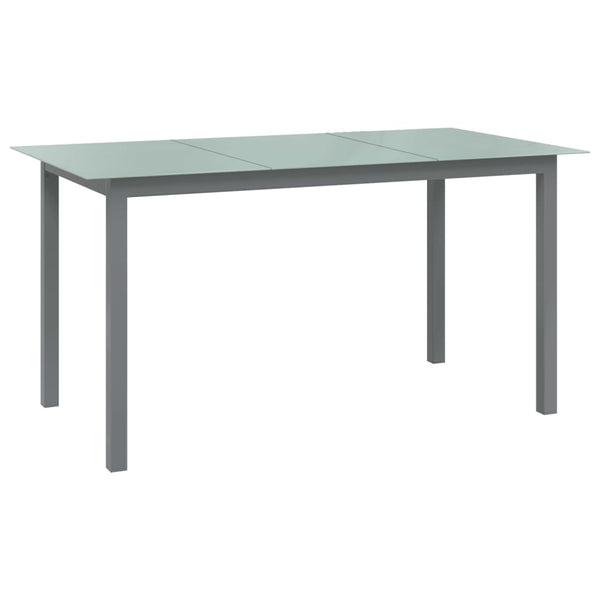 Hellgrauer Gartentisch Gheaja 150x90x74cm (Aluminium und Glas)