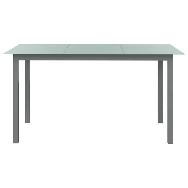 Hellgrauer Gartentisch Gheaja 150x90x74cm (Aluminium und Glas)
